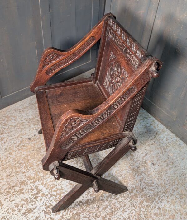 Very Fine Antique Oak Church Glastonbury Chair from Holy Trinity Rugby