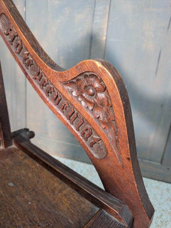 Very Fine Antique Oak Church Glastonbury Chair from Holy Trinity Rugby