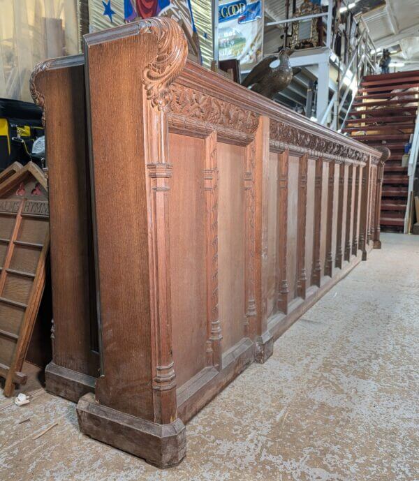 Two Extra Large Extra Heavy Antique Carved Oak Choir Panels Fronts Panelling