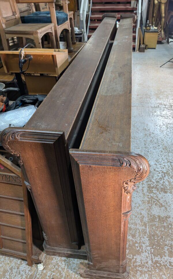 Two Extra Large Extra Heavy Antique Carved Oak Choir Panels Fronts Panelling