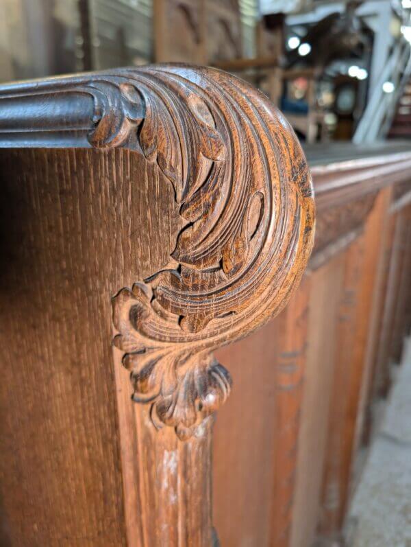 Two Extra Large Extra Heavy Antique Carved Oak Choir Panels Fronts Panelling