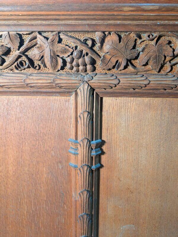 Two Extra Large Extra Heavy Antique Carved Oak Choir Panels Fronts Panelling