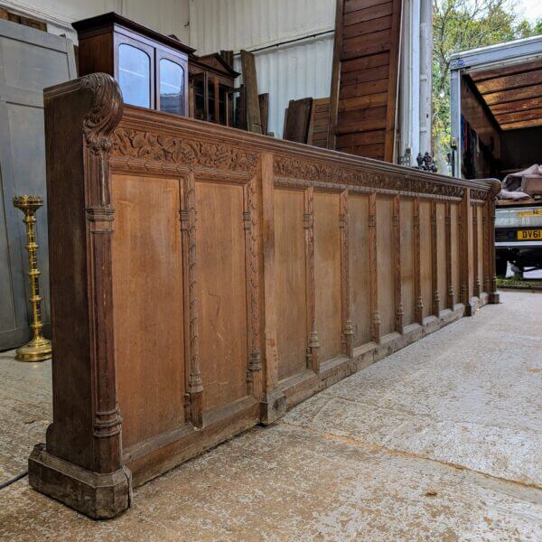 Two Extra Large Extra Heavy Antique Carved Oak Choir Panels Fronts Panelling