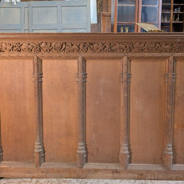 Two Extra Large Extra Heavy Antique Carved Oak Choir Panels Fronts Panelling