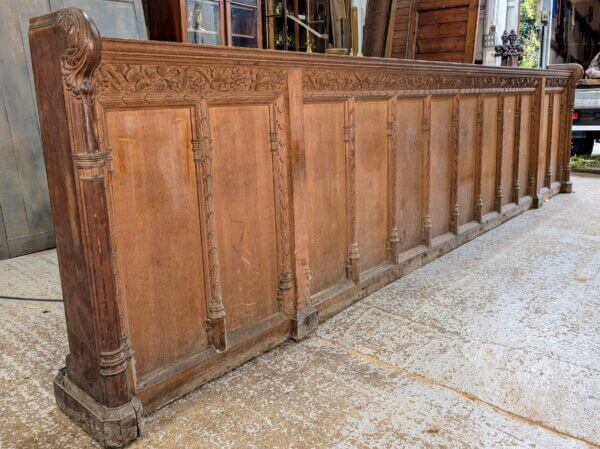 Two Extra Large Extra Heavy Antique Carved Oak Choir Panels Fronts Panelling