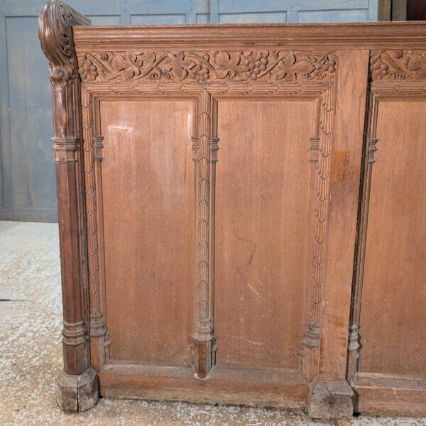 Two Extra Large Extra Heavy Antique Carved Oak Choir Panels Fronts Panelling