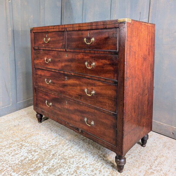 Early 19th Century Brass Bound Military Style Mahogany Chest of Drawers