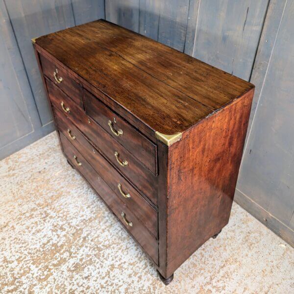 Early 19th Century Brass Bound Military Style Mahogany Chest of Drawers