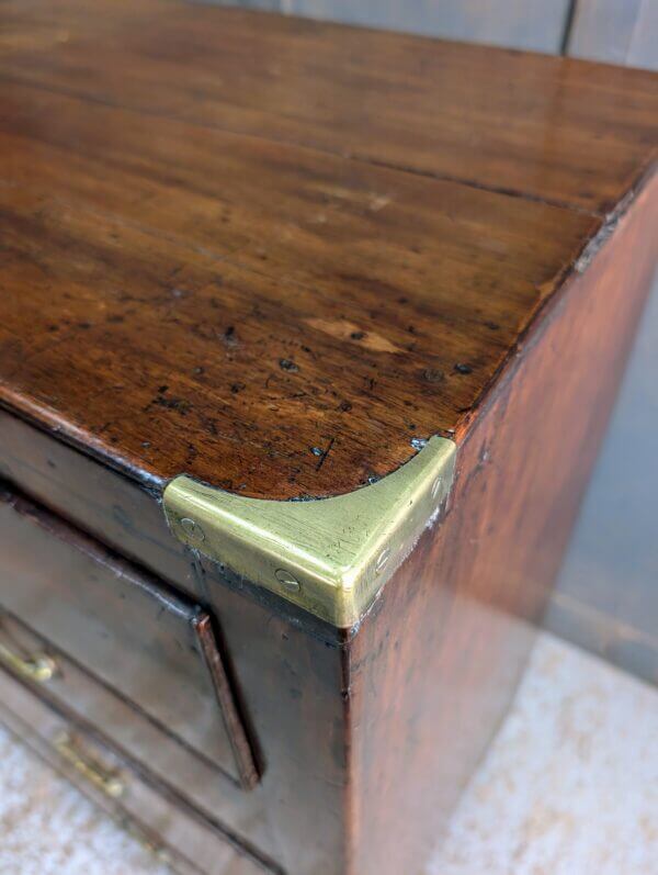 Early 19th Century Brass Bound Military Style Mahogany Chest of Drawers