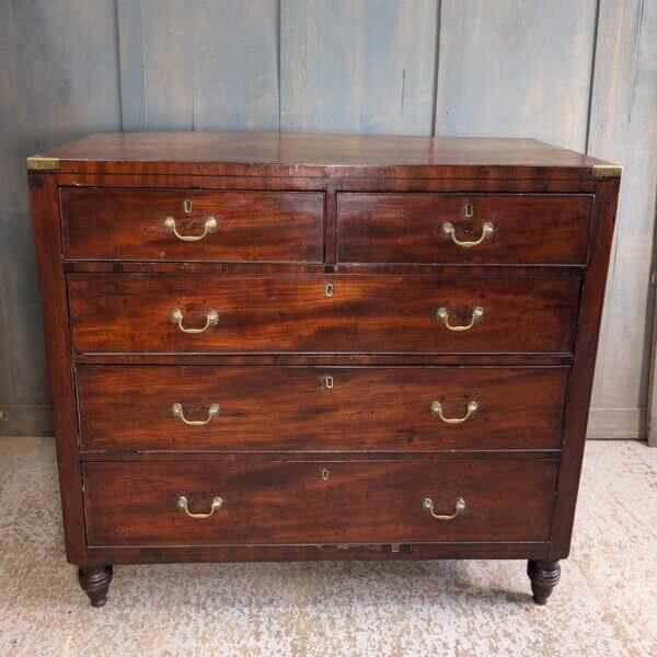 Early 19th Century Brass Bound Military Style Mahogany Chest of Drawers