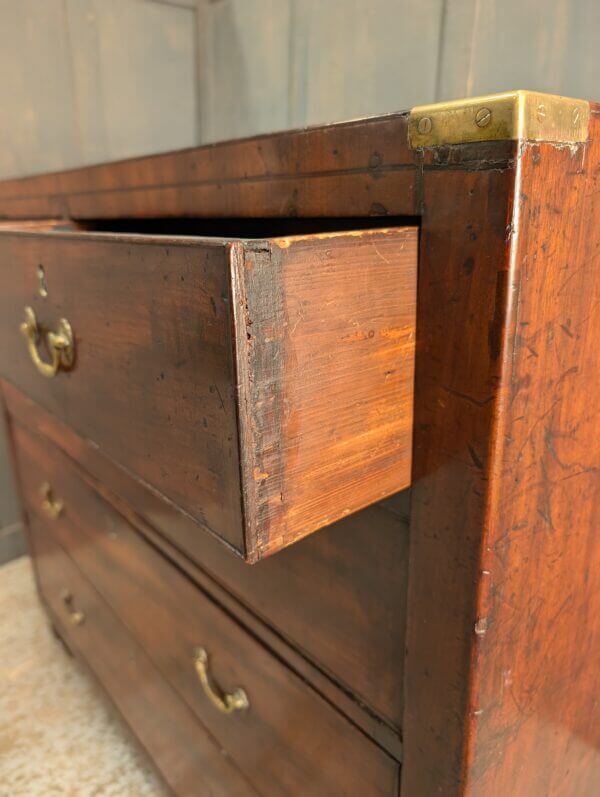 Early 19th Century Brass Bound Military Style Mahogany Chest of Drawers