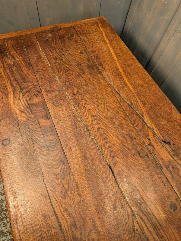 18th Century Style Rectangular Dark Oak Refectory Dining Table on Shaped End Standards