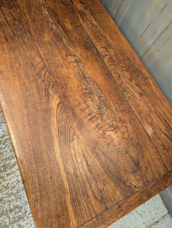 18th Century Style Rectangular Dark Oak Refectory Dining Table on Shaped End Standards