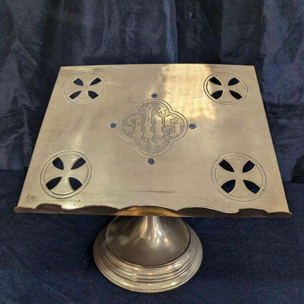 Fine Victorian IHS Brass Church Missal Book Stand from St Alban's RC Derby