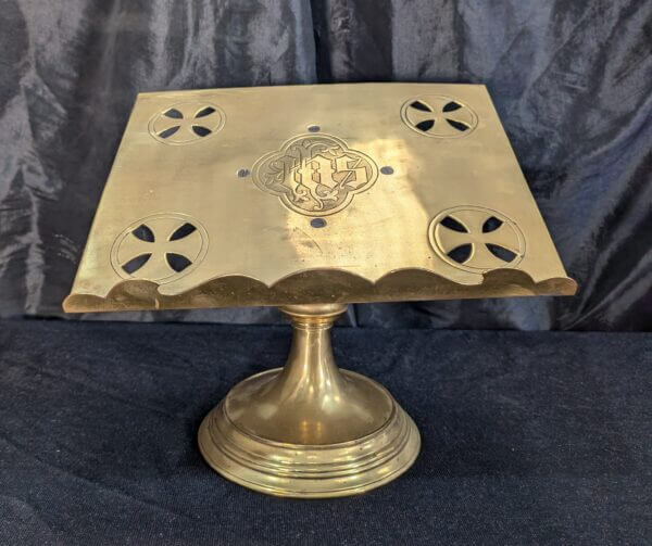 Fine Victorian IHS Brass Church Missal Book Stand from St Alban's RC Derby