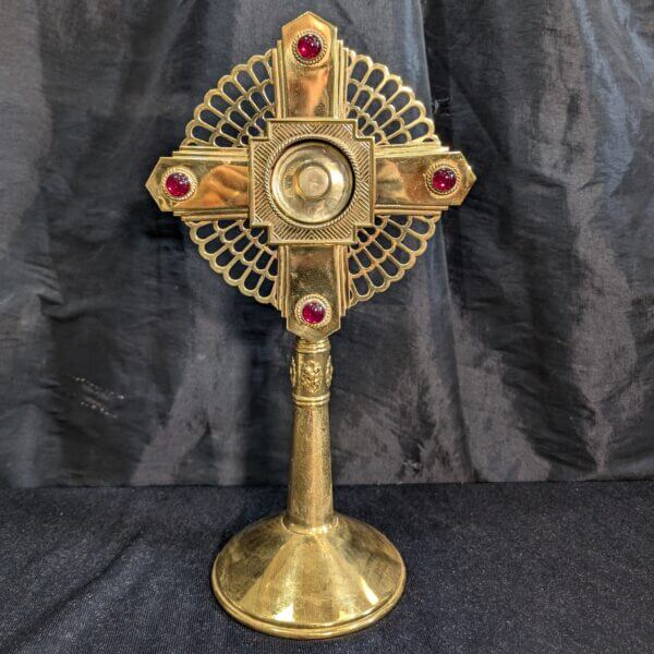 Gilt Brass Modern and Unusual Bejeweled Monstrance from St Veronica Rossendale