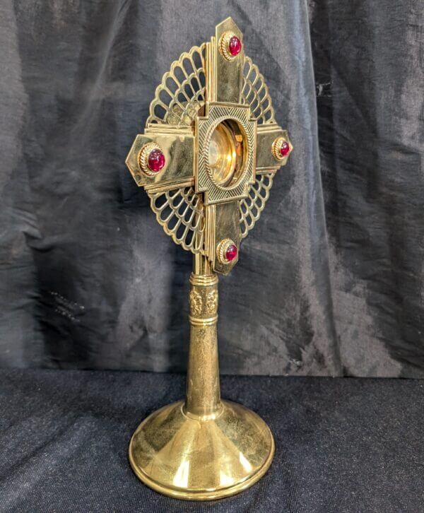 Gilt Brass Modern and Unusual Bejeweled Monstrance from St Veronica Rossendale