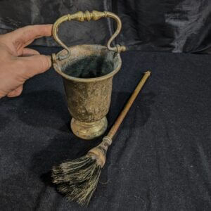 Vintage Heavy Brass Holy Water Vat Pail and Rare Aspergilium Brusdh from St Veronica's Rossendale