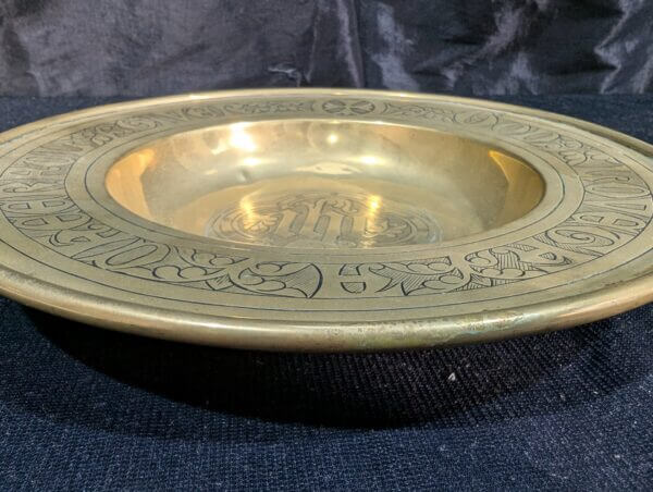 Smaller size Antique Victorian Brass Alms Dish by Jones & Willis