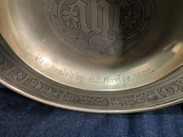 Smaller size Antique Victorian Brass Alms Dish by Jones & Willis