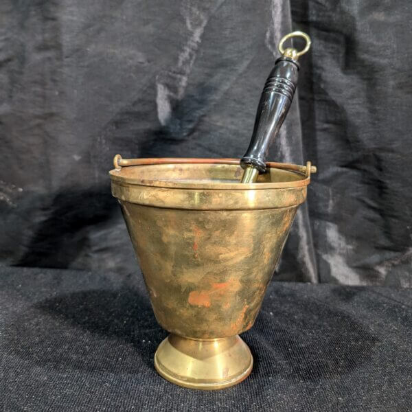 Vintage Brass Holy Water Vat Pail With Modern Aspergilium Shaker