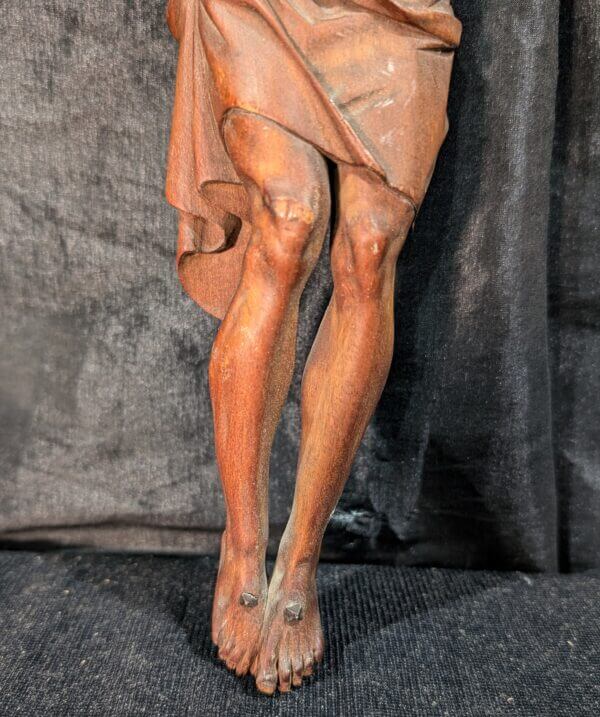 Finely Carved Antique Ex-Crucifix Armless Corpus Figure of Christ.