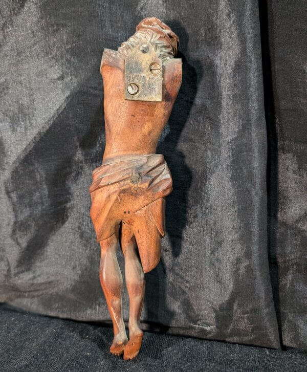 Finely Carved Antique Ex-Crucifix Armless Corpus Figure of Christ.