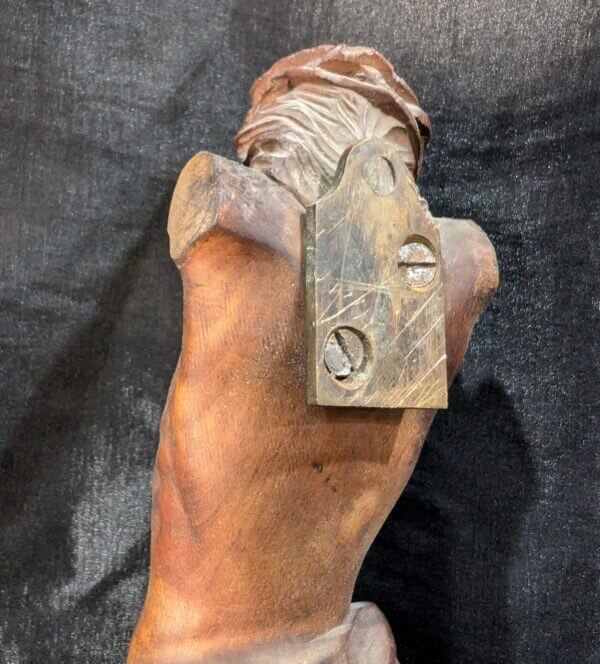 Finely Carved Antique Ex-Crucifix Armless Corpus Figure of Christ.