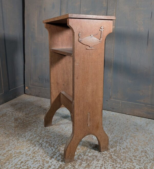 Vintage Oak Credence Table with Holy Lamp from Swansea