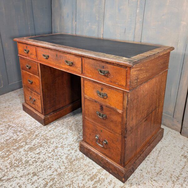 Smaller Sized Characterful Victorian Mahogany Pedestal Desk