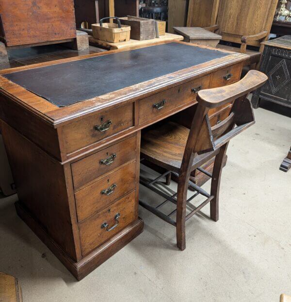 Smaller Sized Characterful Victorian Mahogany Pedestal Desk