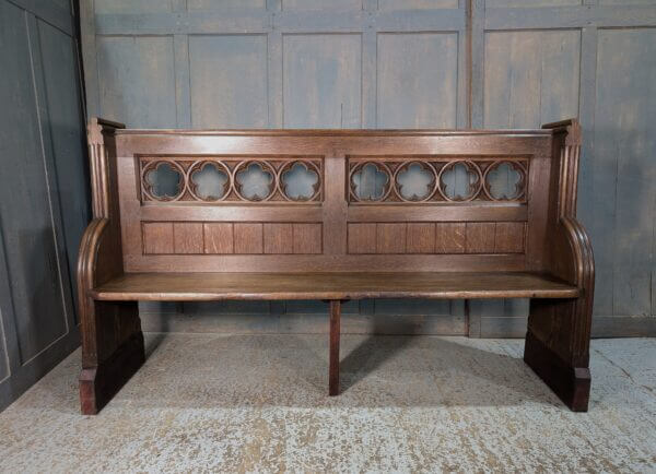 Quietly Imposing Oak Gothic Victorian Choir Pew from Winchester