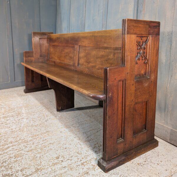 Medium to Dark Late Gothic Oak Church Pews Benches from St Saviour's Westcliff-on-Sea