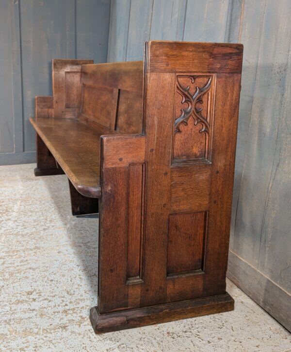 Medium to Dark Late Gothic Oak Church Pews Benches from St Saviour's Westcliff-on-Sea