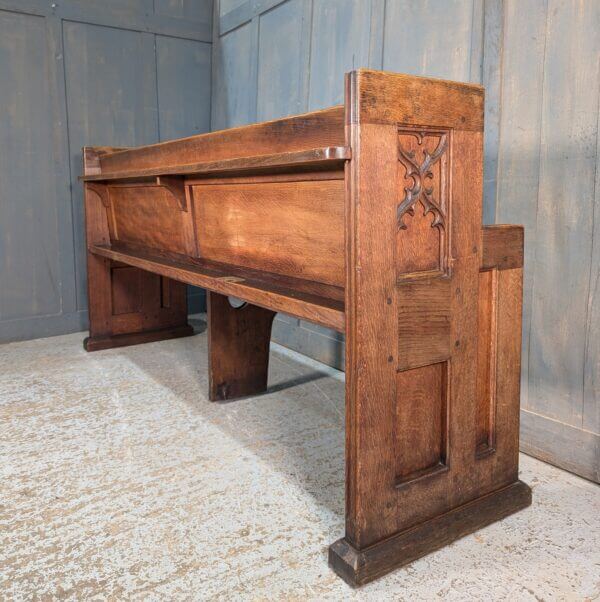 Medium to Dark Late Gothic Oak Church Pews Benches from St Saviour's Westcliff-on-Sea