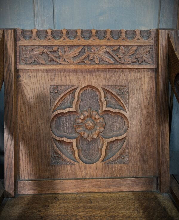 Antique Medium Oak Carved Glastonbury Clergy Chairs