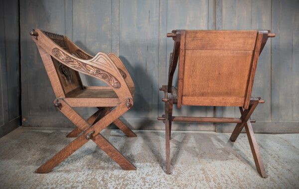 Antique Medium Oak Carved Glastonbury Clergy Chairs