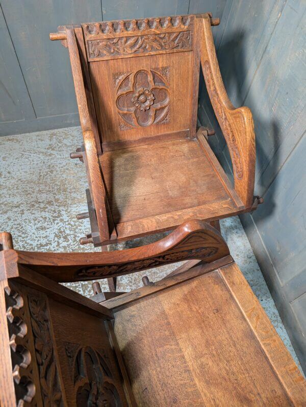 Antique Medium Oak Carved Glastonbury Clergy Chairs