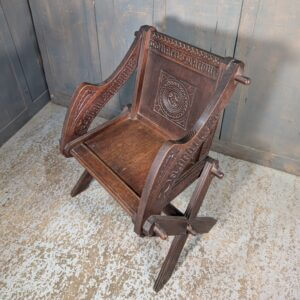 Well Carved Classic Dark Oak Church Clergy Glastonbury Chair from Rugby