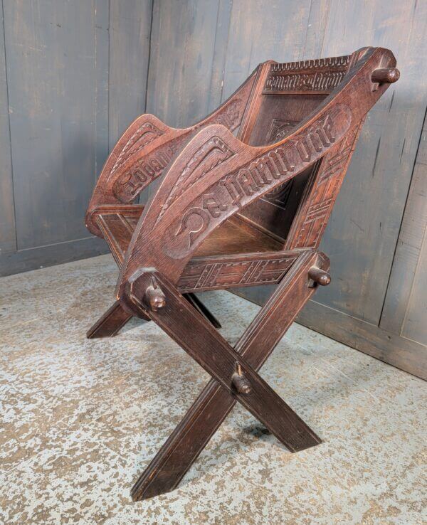 Well Carved Classic Dark Oak Church Clergy Glastonbury Chair from Rugby