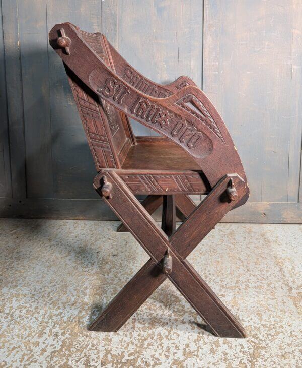 Well Carved Classic Dark Oak Church Clergy Glastonbury Chair from Rugby