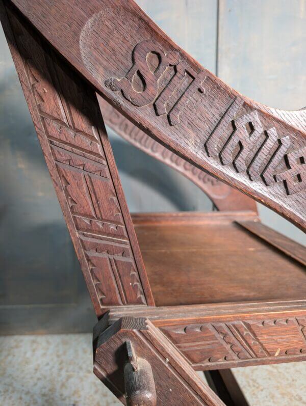 Well Carved Classic Dark Oak Church Clergy Glastonbury Chair from Rugby