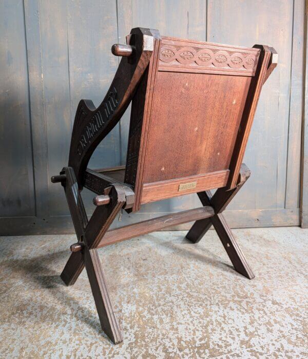 Well Carved Classic Dark Oak Church Clergy Glastonbury Chair from Rugby