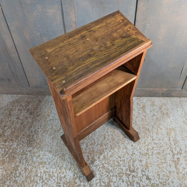 Simple Small Oak 1960's Vintage Desk Lectern Ambo from Swansea