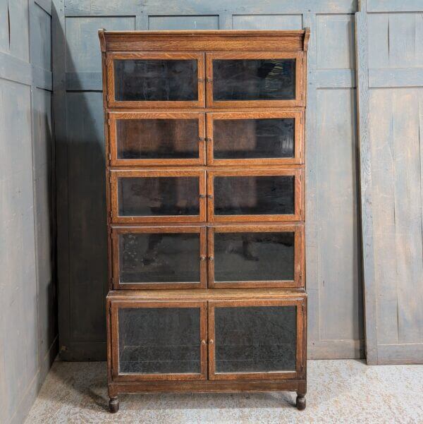 Globe Wernicke Style Modular 1930's Five Storey Minty Glazed Oak Bookcase