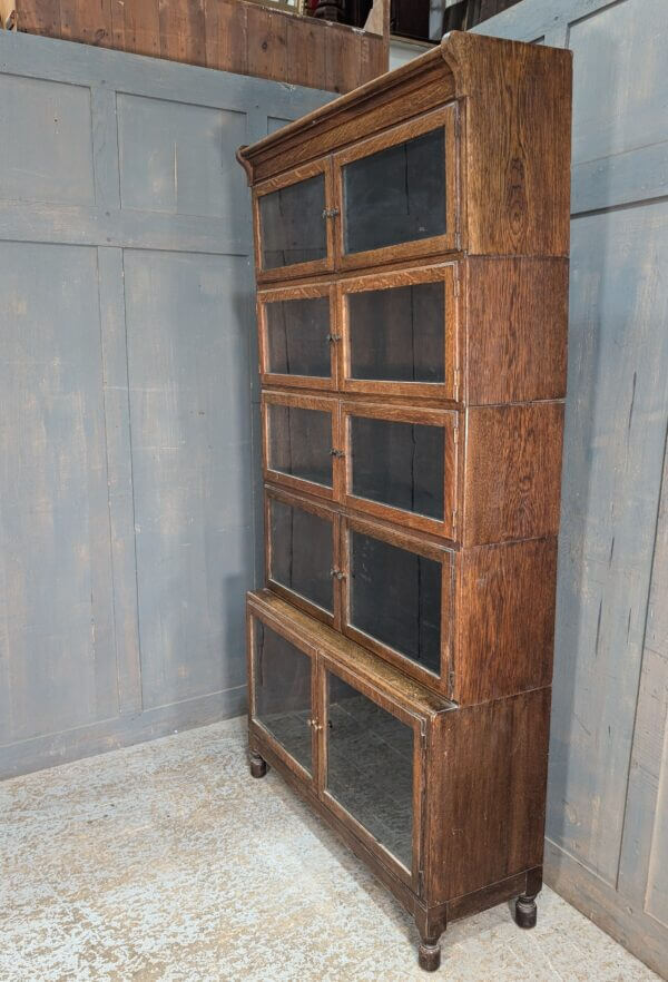 Globe Wernicke Style Modular 1930's Five Storey Minty Glazed Oak Bookcase