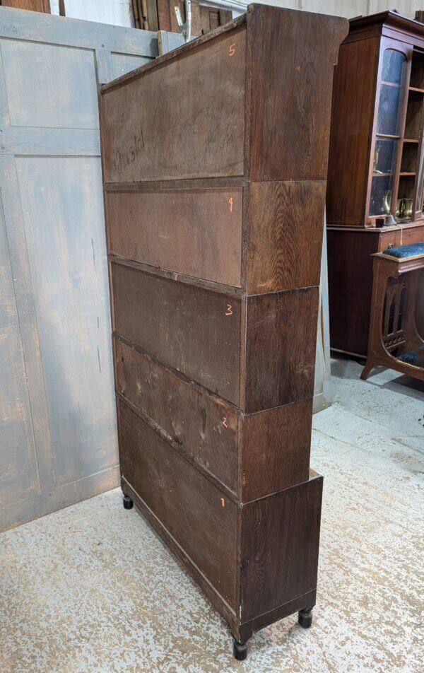 Globe Wernicke Style Modular 1930's Five Storey Minty Glazed Oak Bookcase