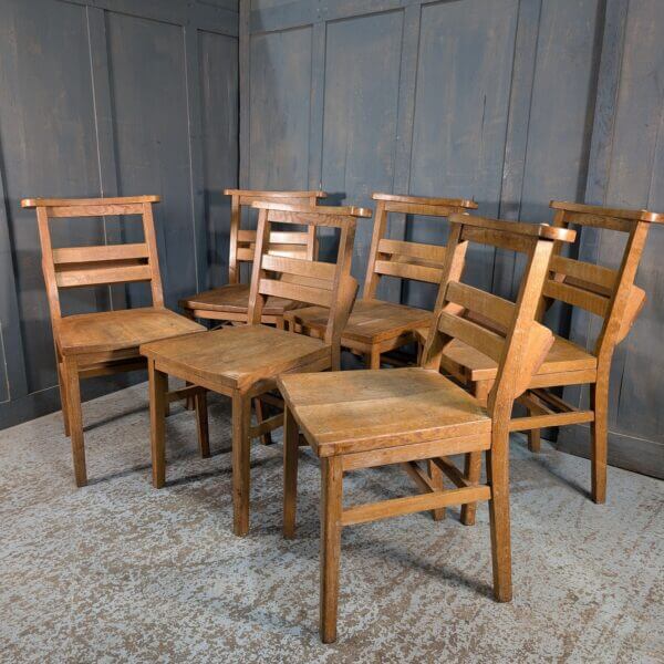 Heavy Oak Overbuilt Ladderback 1950's Vintage Church Chapel Chairs