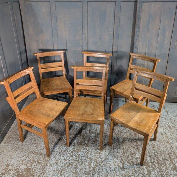 Heavy Oak Overbuilt Ladderback 1950's Vintage Church Chapel Chairs