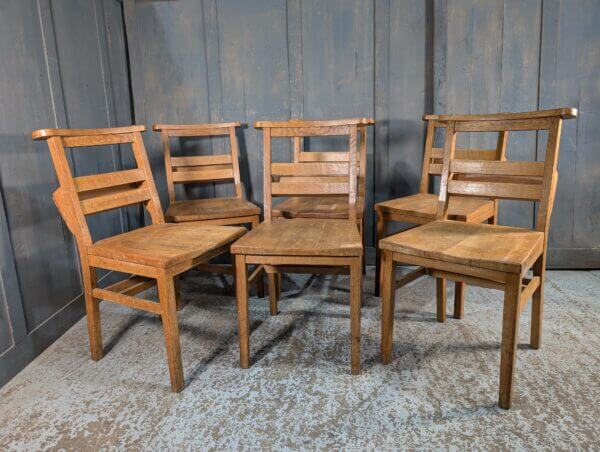 Heavy Oak Overbuilt Ladderback 1950's Vintage Church Chapel Chairs